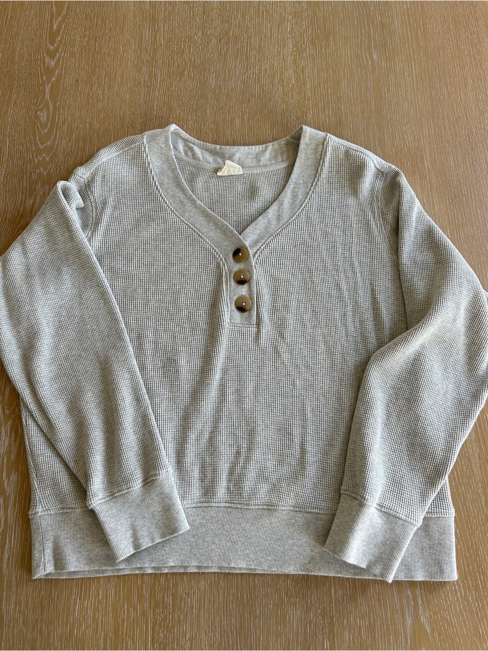 PACT Thermal Waffle Henley Pullover – Size L